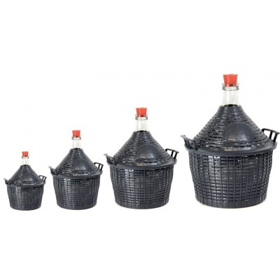 Weinballon mit Kunststoffkorb + Gummistopfen