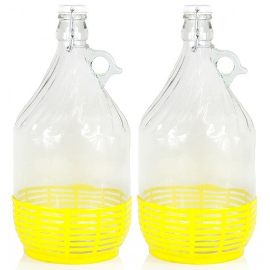 2 Stück 5L Weinballon Glasballon gut schließbarer Bügelverschluss Glasflasche