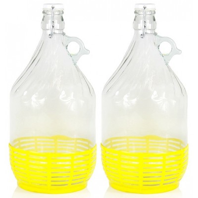 2 Stück 5L Weinballon Glasballon gut schließbarer Bügelverschluss Glasflasche