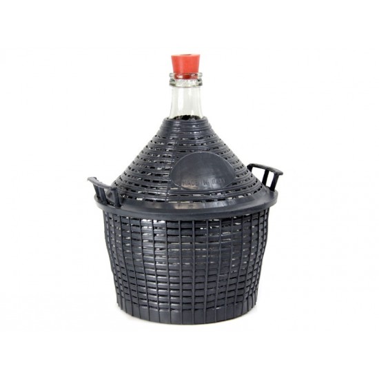 Weinballon mit Kunststoffkorb + Gummistopfen Glasflasche Glasballon 34 L