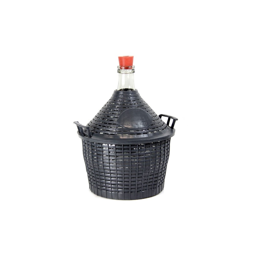 Weinballon mit Kunststoffkorb + Gummistopfen Glasflasche Glasballon 34 L