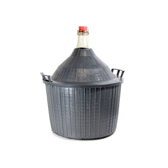 Weinballon mit Kunststoffkorb + Gummistopfen Glasflasche Glasballon 54 L