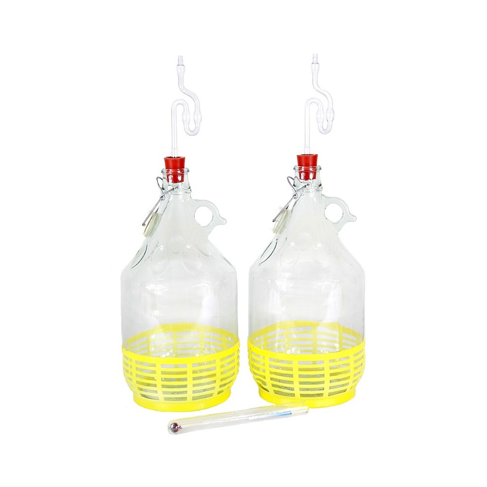 Starter-Set 7-teilig 2x5L Weinballon + Gumistopfen + alkoholmeter + Gärröhrchen