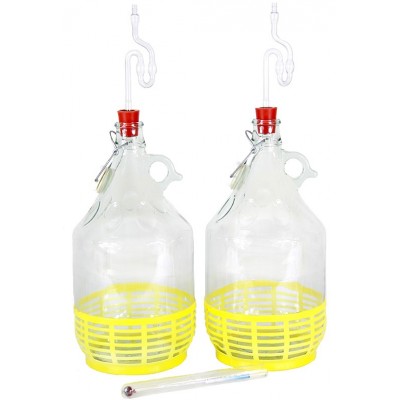 Starter-Set 7-teilig 2x5L Weinballon + Gumistopfen + alkoholmeter + Gärröhrchen